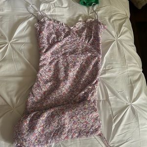 Drawstring purple floral dress